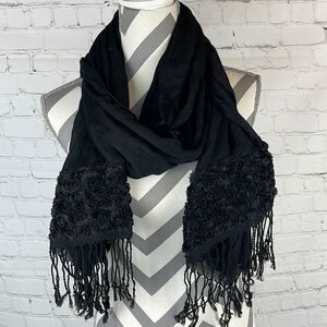 Black Floral Multi-use Scarf